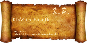 Klára Patrik névjegykártya